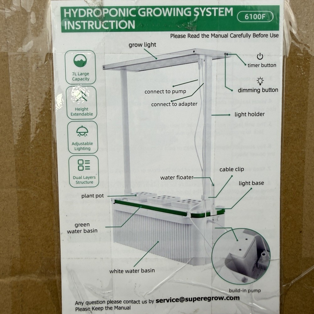 eSuperegrow Hydroponic Growing System Indoor Kit with LED Light, Trellis, Pump