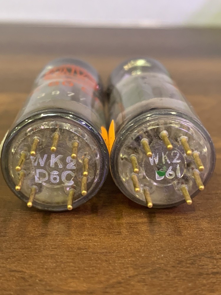 1xE80CC/6085 Valvo Foil D Getter, Wk2 Code 1956, Pinched Waist, Welded Plate,NOS