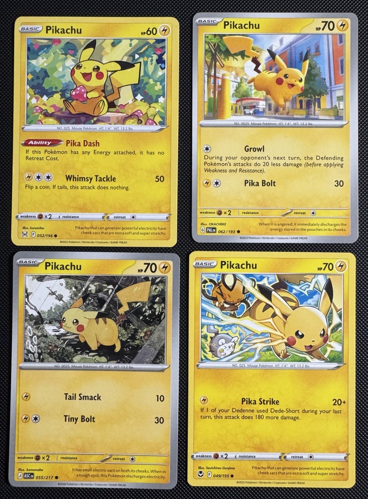 Five (5) Pikachu Card Lot - Pokemon TCG