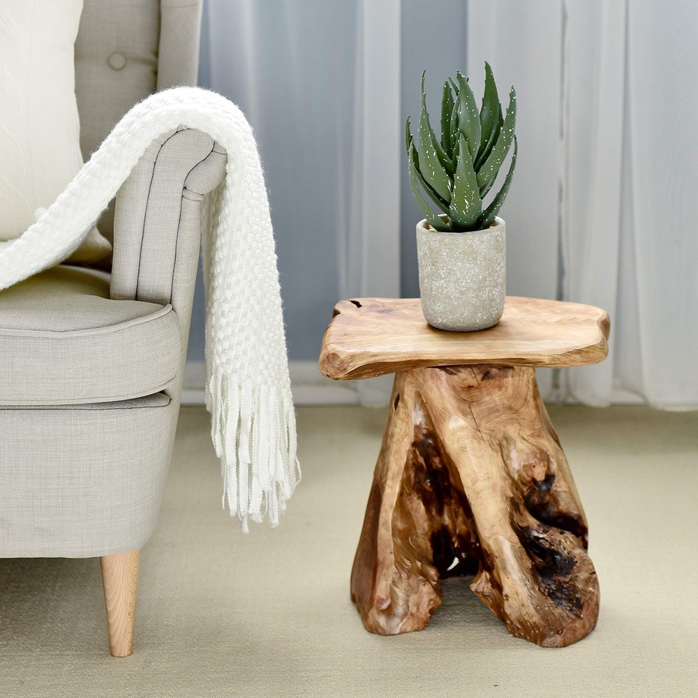 Natural Cedar Stump Stool, 14" End Table, Live Edge Side Table, Plant Stand, ...