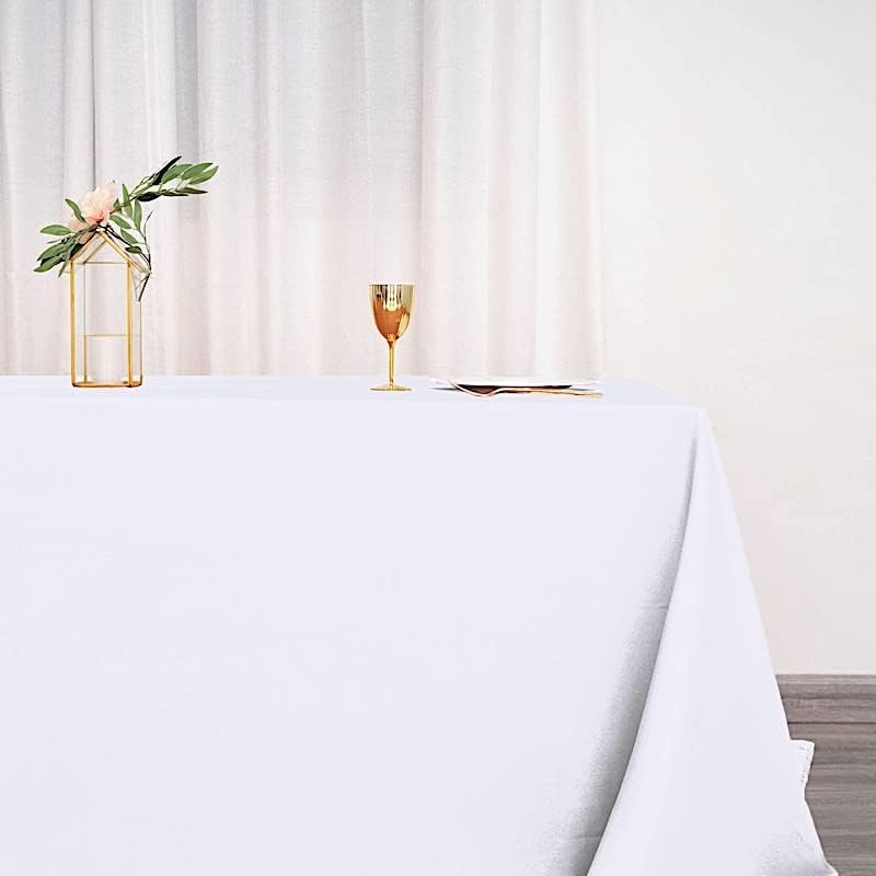 90x132-Inch White Rectangle Polyester Tablecloth Table Cover Linens for Wedding