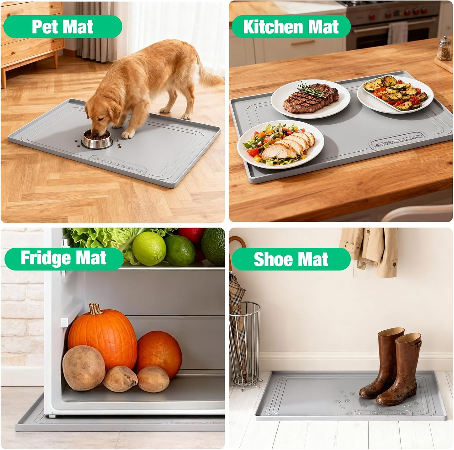 Under Sink Mat 22" X 19", Waterproof Silicone Under Sink Mats for Kitchen, Anti-