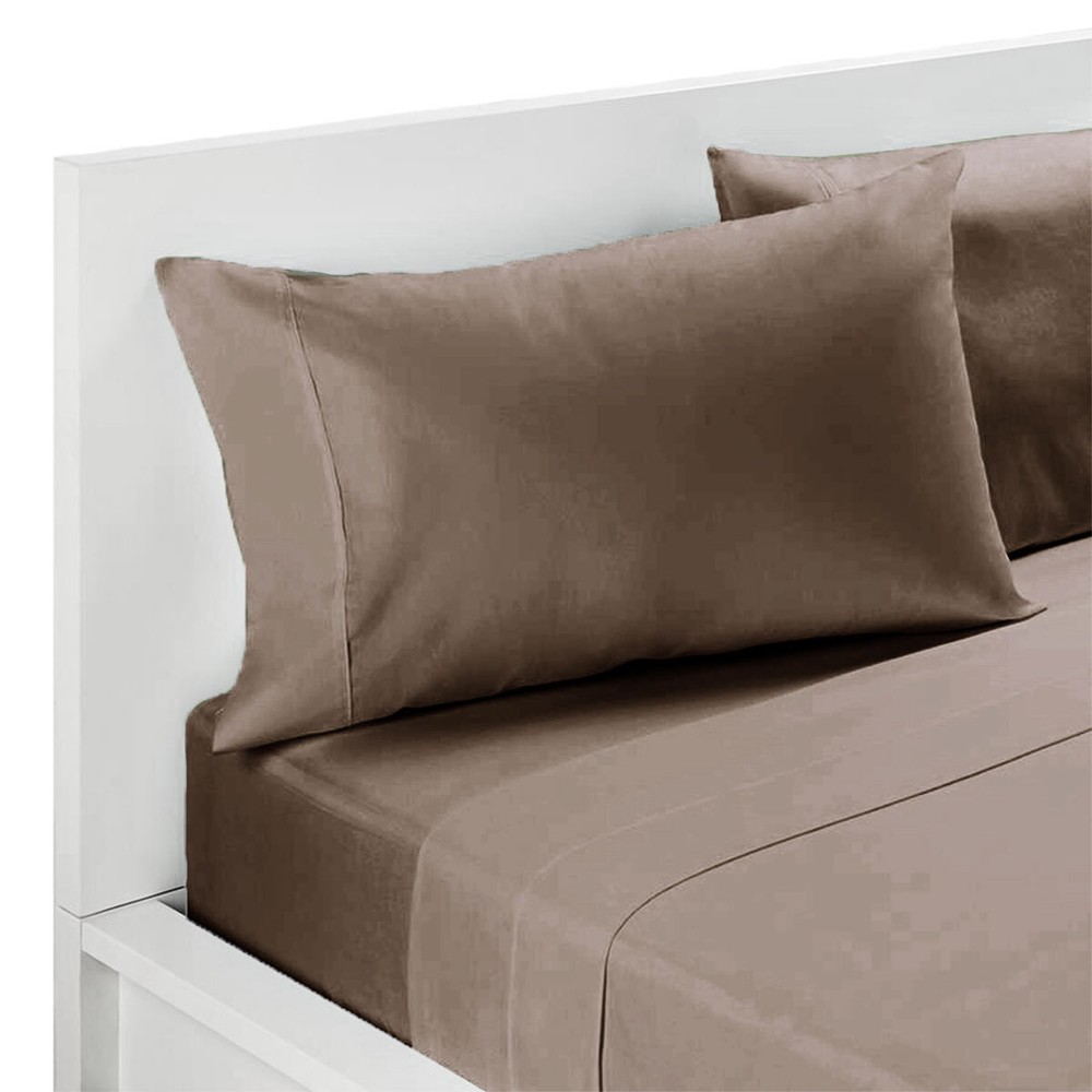 250TC Polyester Cotton Sheet Set Single Mocha