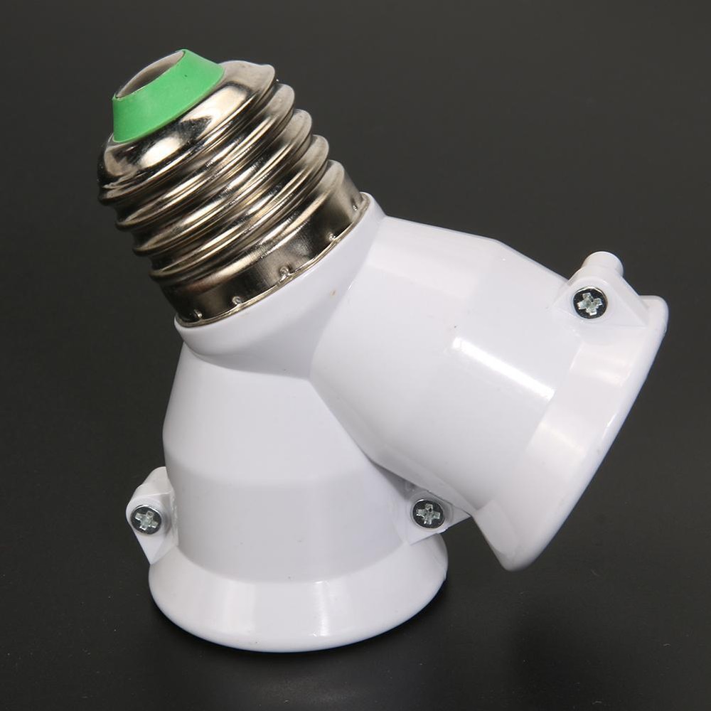 2 in 1 E27 Lamp Socket Splitter Adapter Light Double Y Bulb Base Stand Holder 2X
