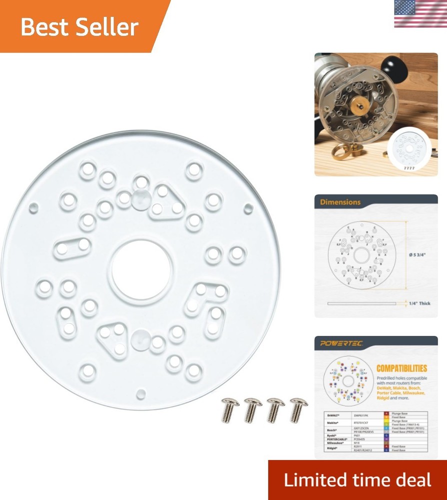 Professional 5-3/4" Router Base Plate with Screws - Ultimate Stability & Control