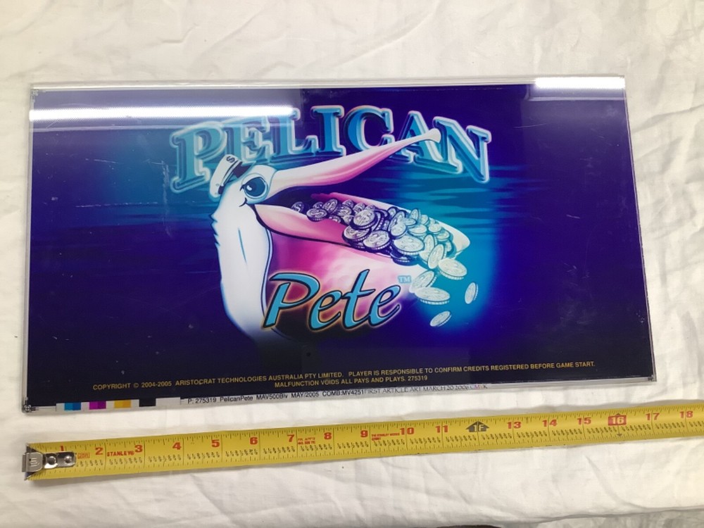 Slot Machine Plastic Insert Face Plate Pelican Pete