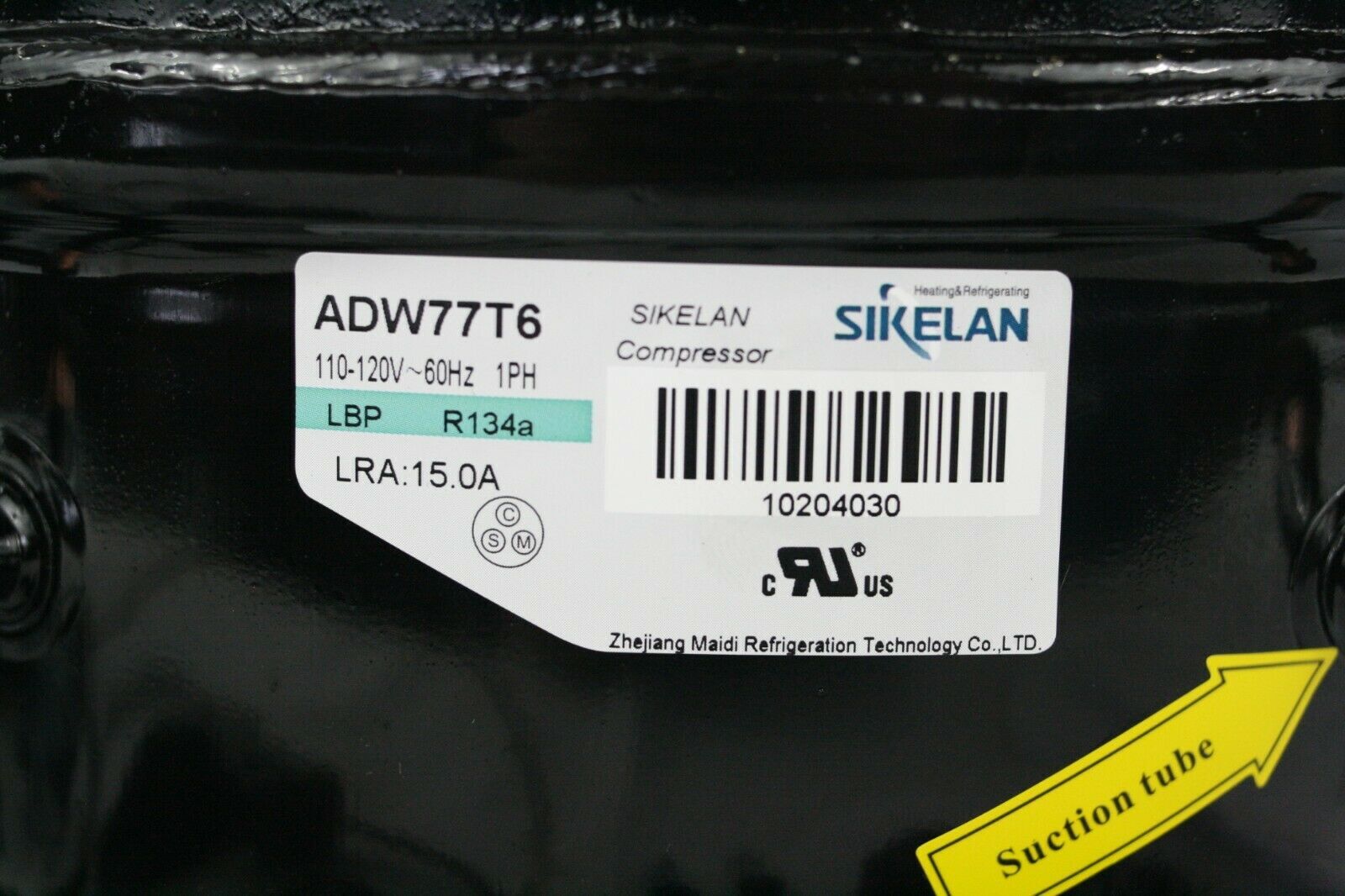 SIKELAN ADW77T6 REFRIGERATION COMPRESSOR 1/3- HP 751BTU 110-120V R134A 50-60HZ