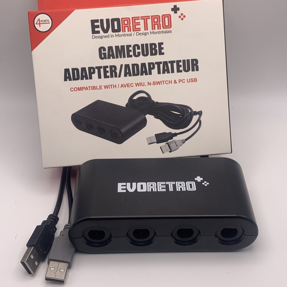 EVORETRO 4 Port Adapter for Gamecube Controller Wii U, Switch, and PC USB