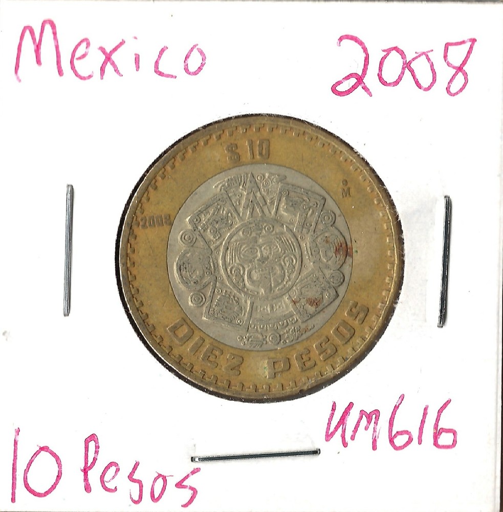 Coin Mexico 10 Pesos 2008 KM616, bimetallic