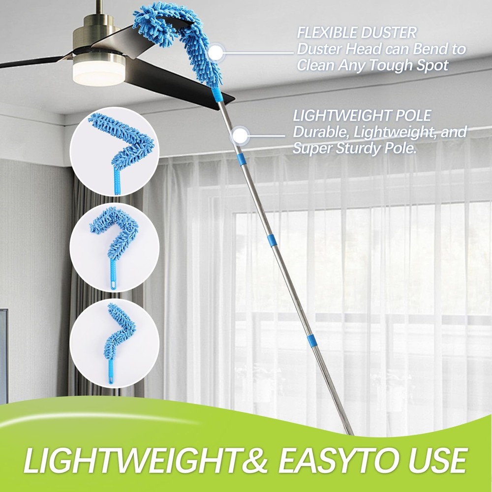 High Reach Duster Kit with14 ft Extension Pole High Ceiling Dusting and Windo...