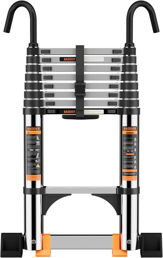 Telescoping Ladder,with Stable Hook & stabilizer barand,12.5 FT Extension Ladder