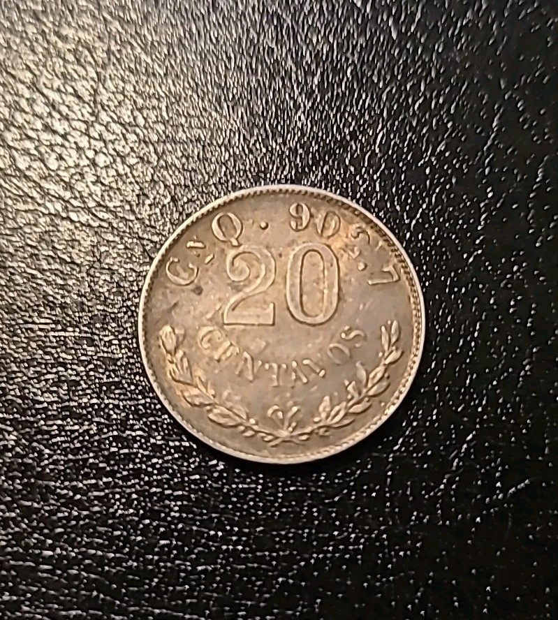 1901 Mexico 20 Centavos Silver Nice Patina Tone