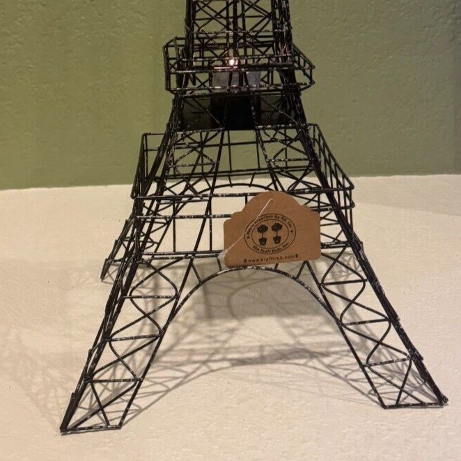 28" Tall Black Wire Eiffel Tower with Tealight Holder