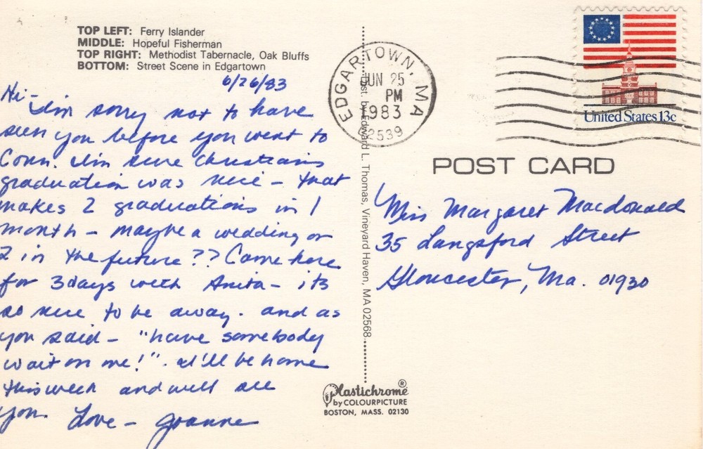 GREETINGS FROM MARTHA'S VINEYARD, MA - PC4725