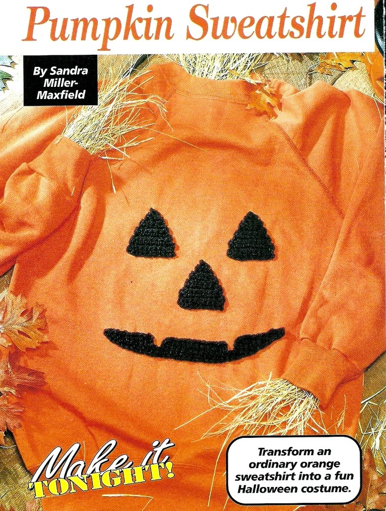 HALLOWEEN Pumpkin Sweatshirt Appliques/Apparel/ Crochet Pattern INSTRUCTIONS