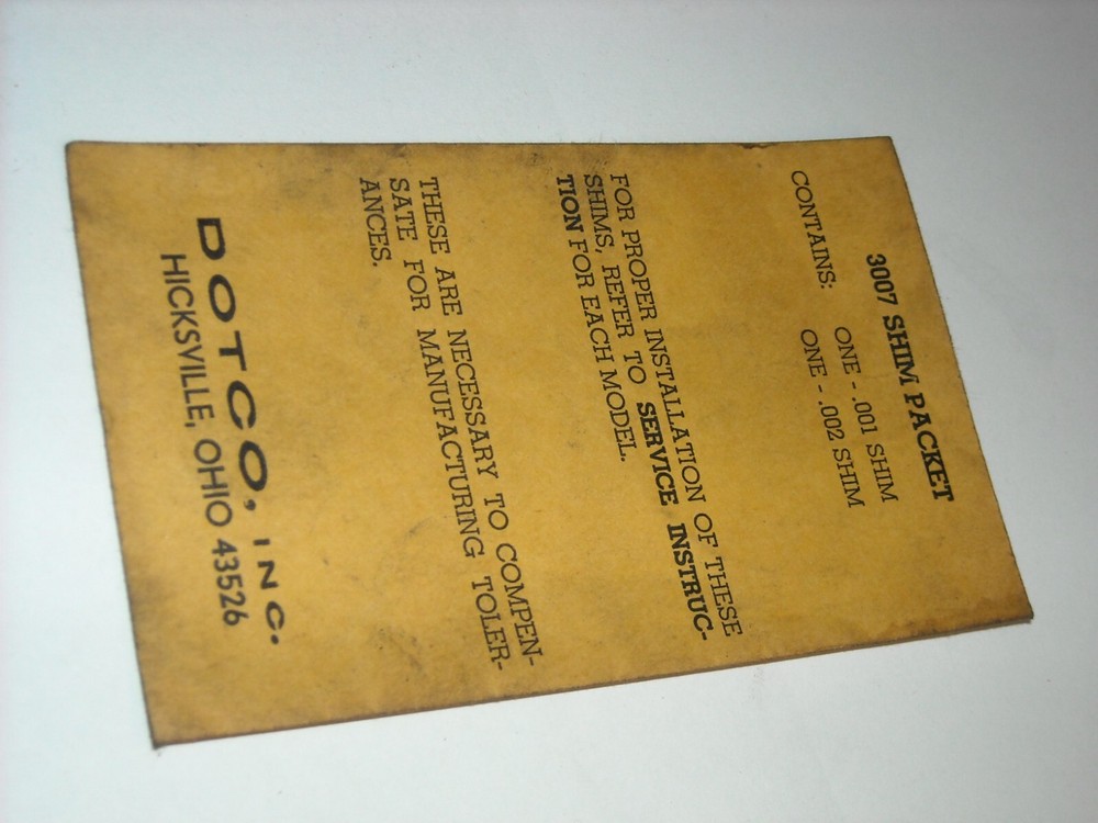 3007, Shim Packet, Dotco, Cooper Tools, New