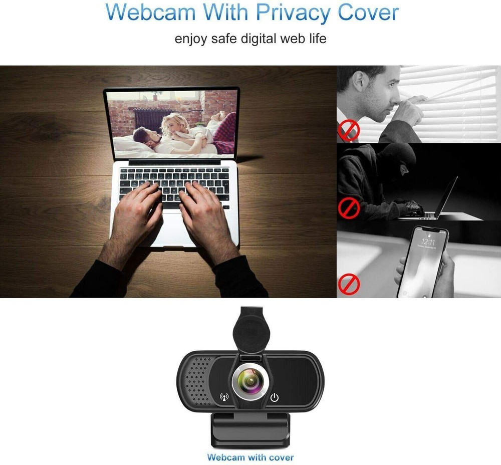 1080P HD Webcam with Built-in Noise Reduction Microphone, Widescreen USB Camera