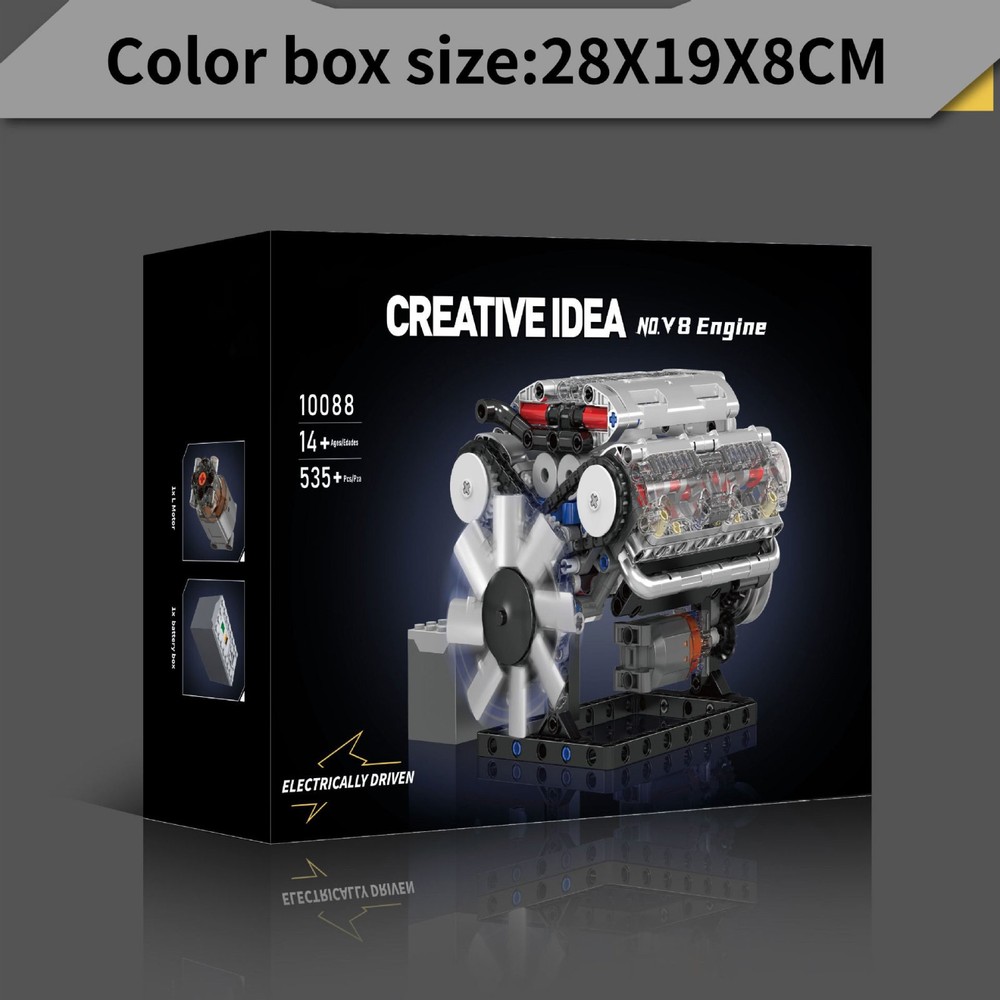 Visible V8 Engine Motor Engineering Model Building Stacking Blocks Gift New