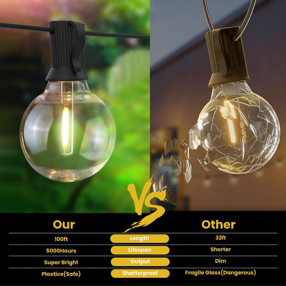 100 FT Solar String Lights Outdoor Waterproof with Remote, Solar Powered Lights.