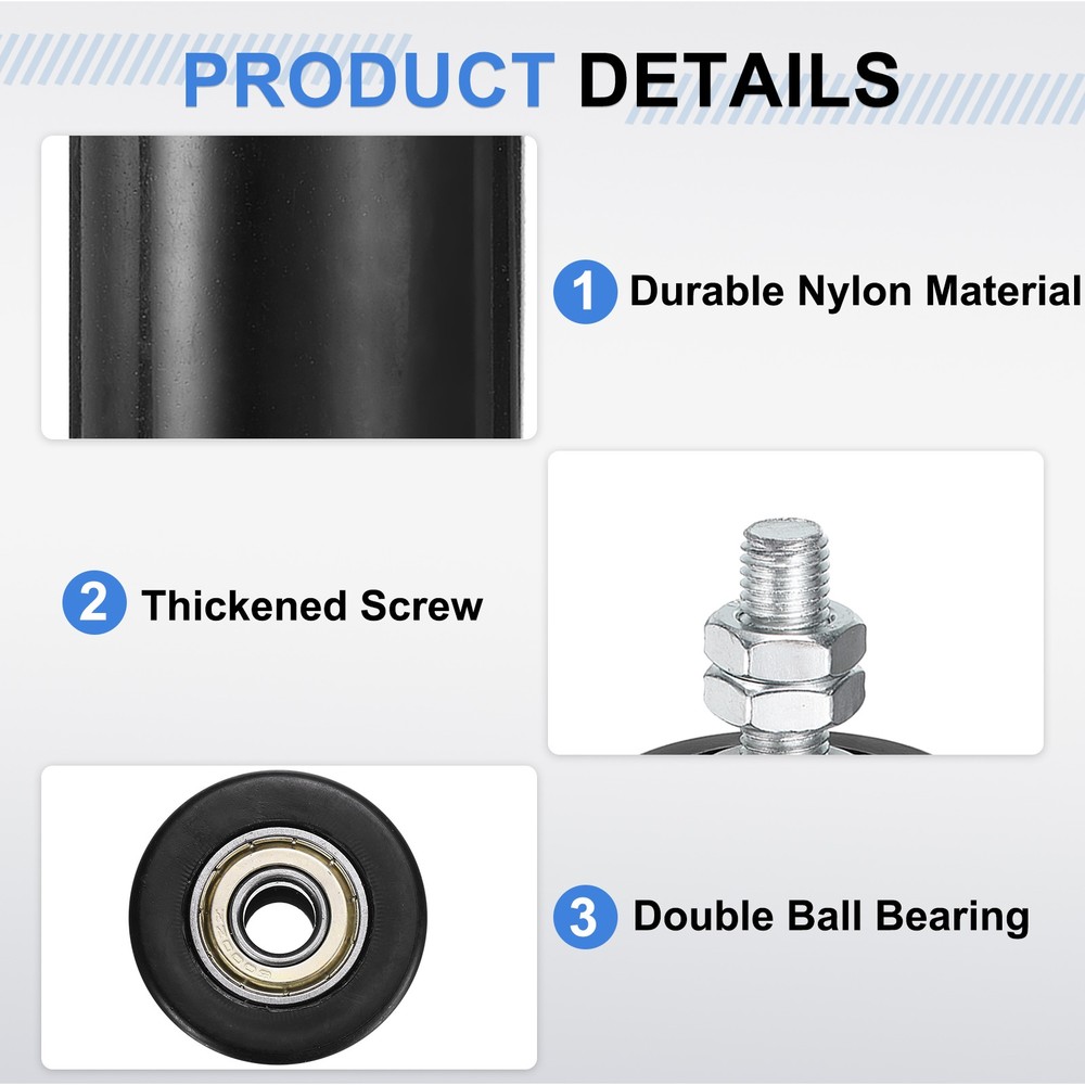 8Pcs Slide Gate Guide Roller 1.7" Nylon Sliding Gate Support Assembly Black