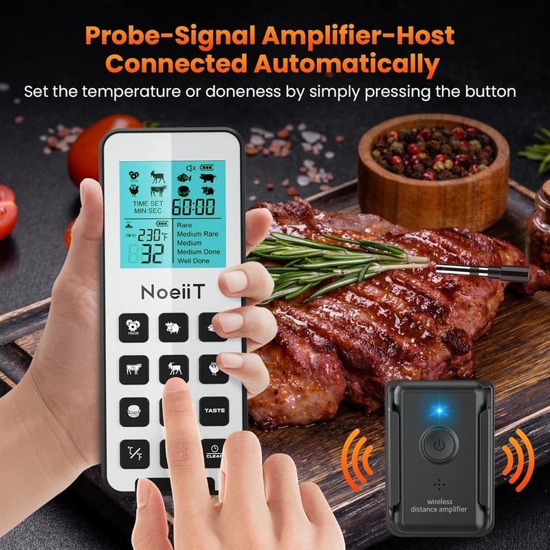 Wireless Meat Thermometer Digital Probe Remote 300FT Bluetooth BBQ Cooking New