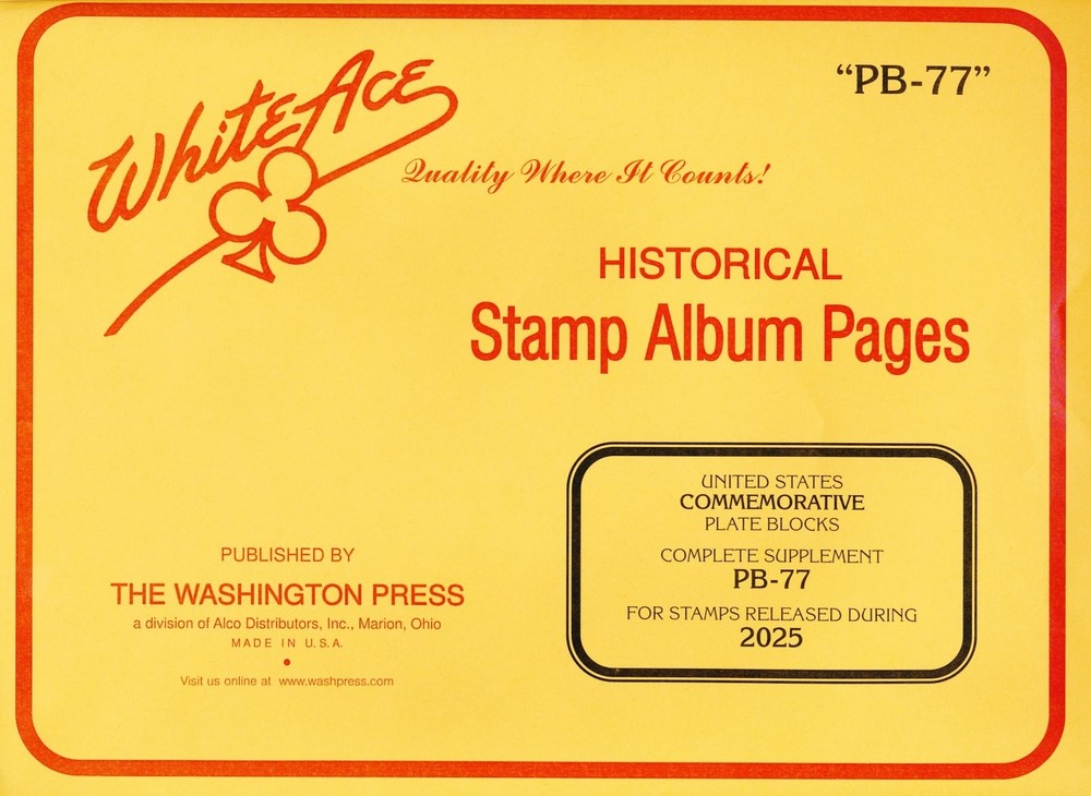WHITE ACE 2025 UNITED STATES Commemorative Plate Blocks Supplement Pages PB-77