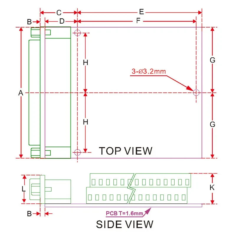 DB78 Female Breakout Board, D'SUB Header Breakout Board Module