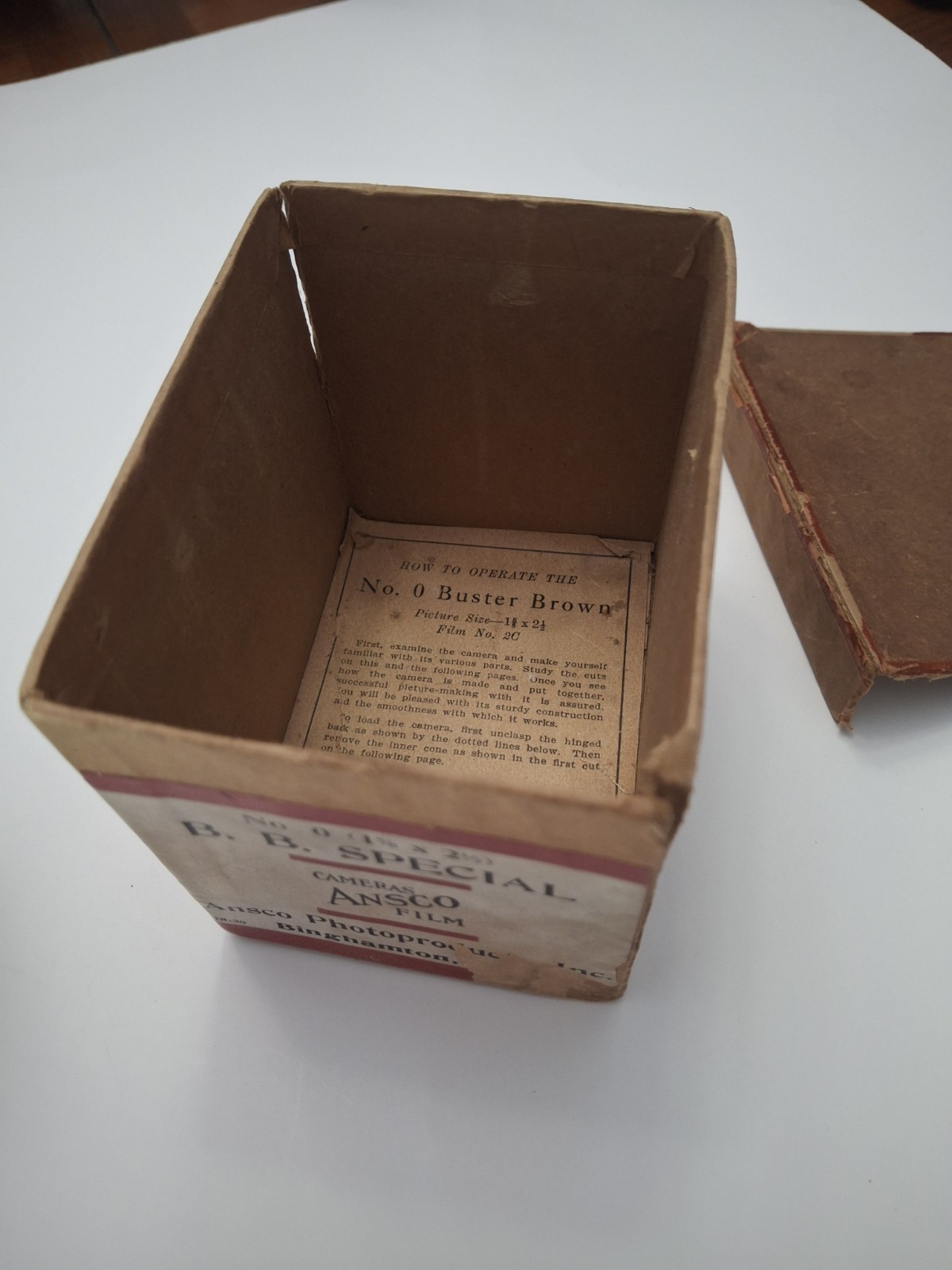 Antique Ansco No. 0 Buster Brown Special Box Camera With Original Box & Manual