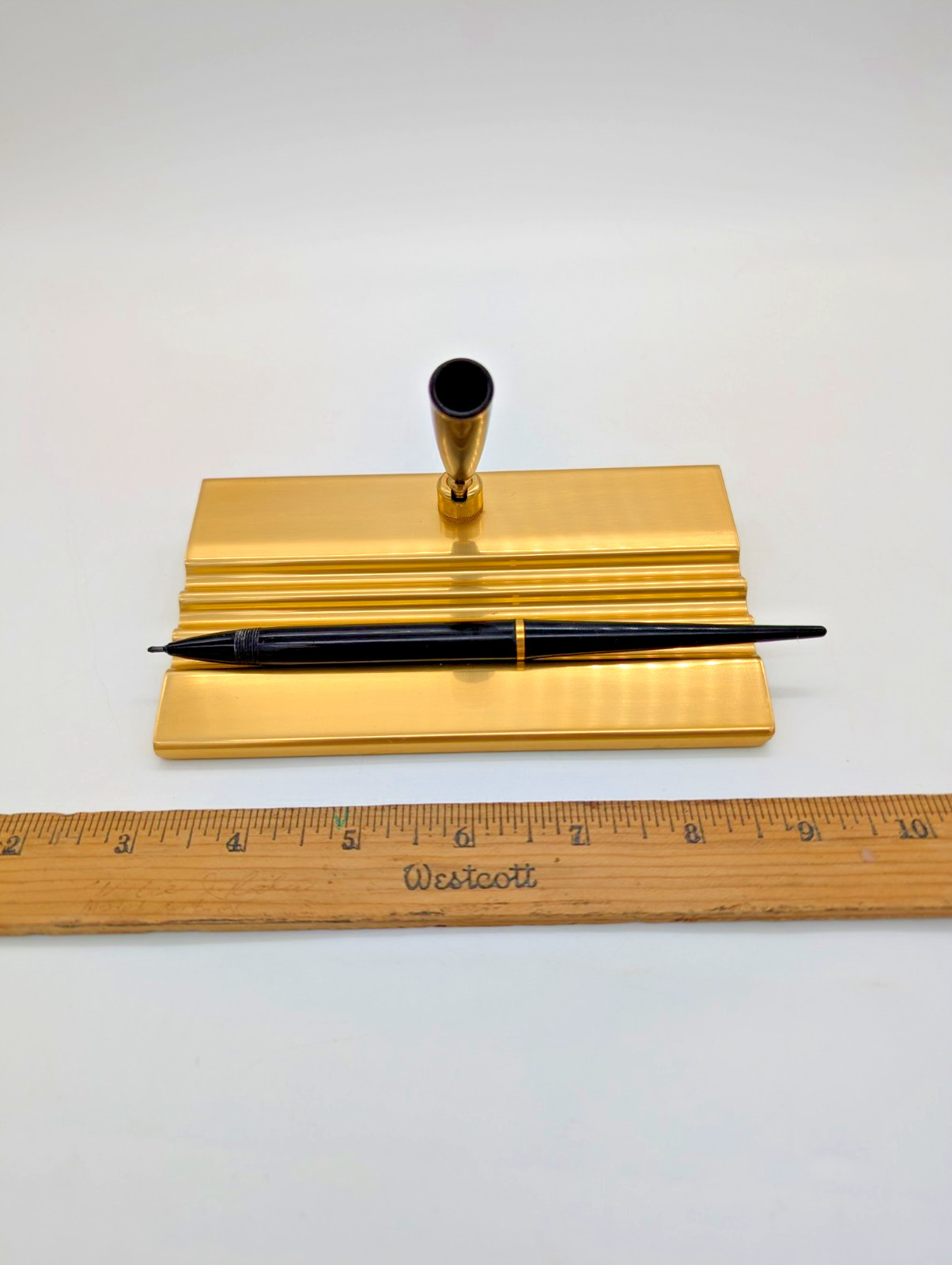 1950's Junior Achievement Brass Pen Desk Office Holder, Pen Tray MCM Made USA
