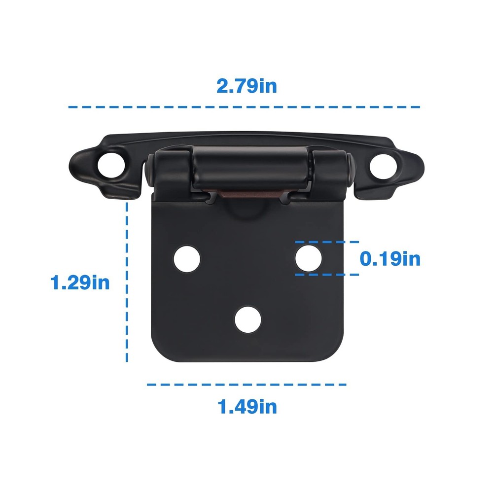 50 Pack Cabinet Hinges, Folding Butt Hinges Mount Self Closing Black Decorati...