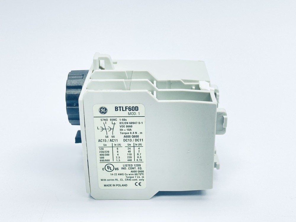 UNUSED GE BTLF60D PNUEMATIC DELAY TIMER MODULE BLOCK 1-60SEC