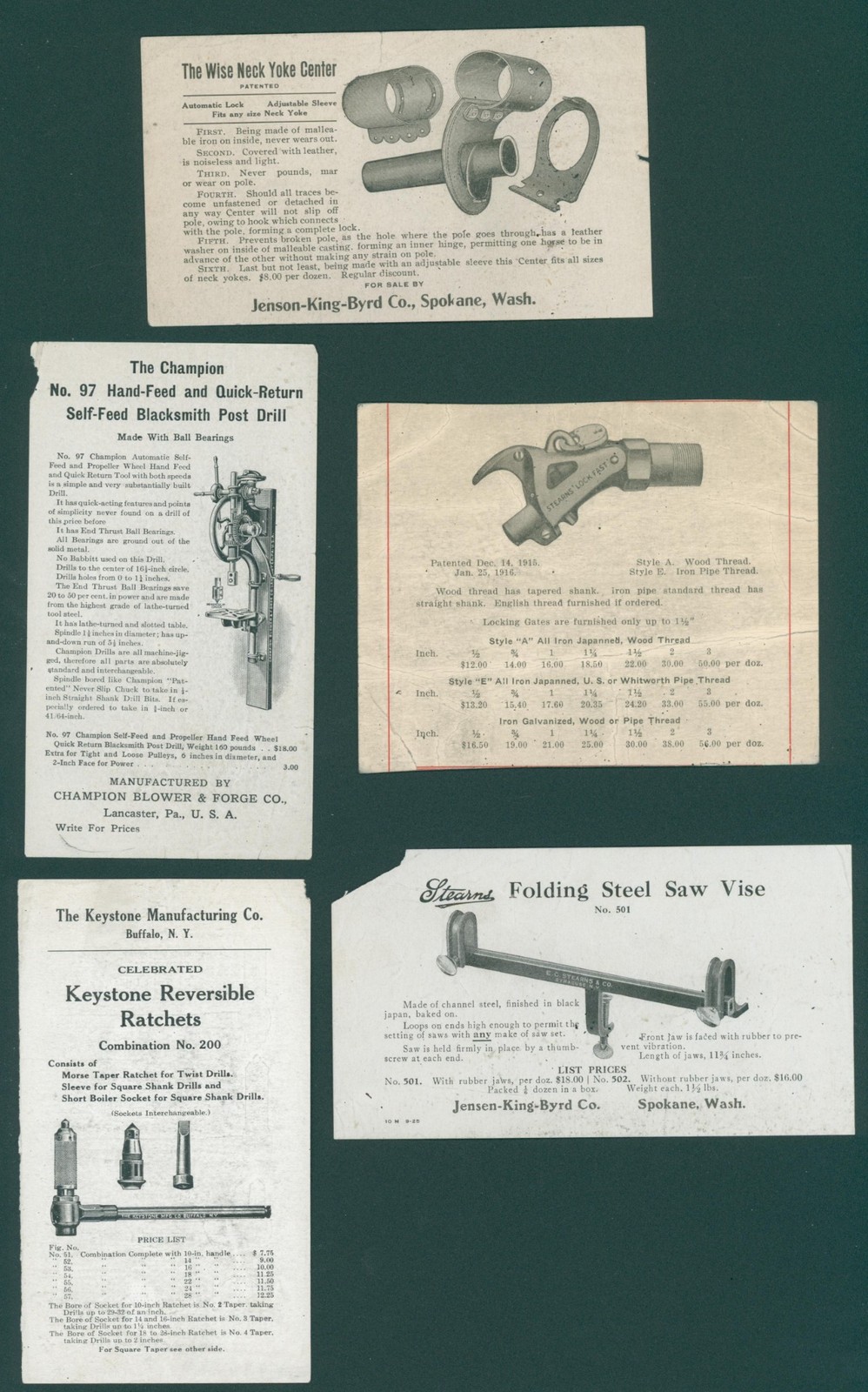 c.1910s Hardware Trade Pamphlet Lot Blacksmith Tools Drill Vise Clamp Ads Store