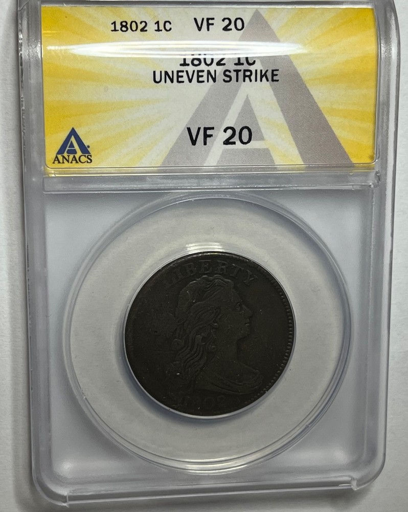 1802 Draped Bust Large Cent - Nice Copper 1C; ANACS VF-20