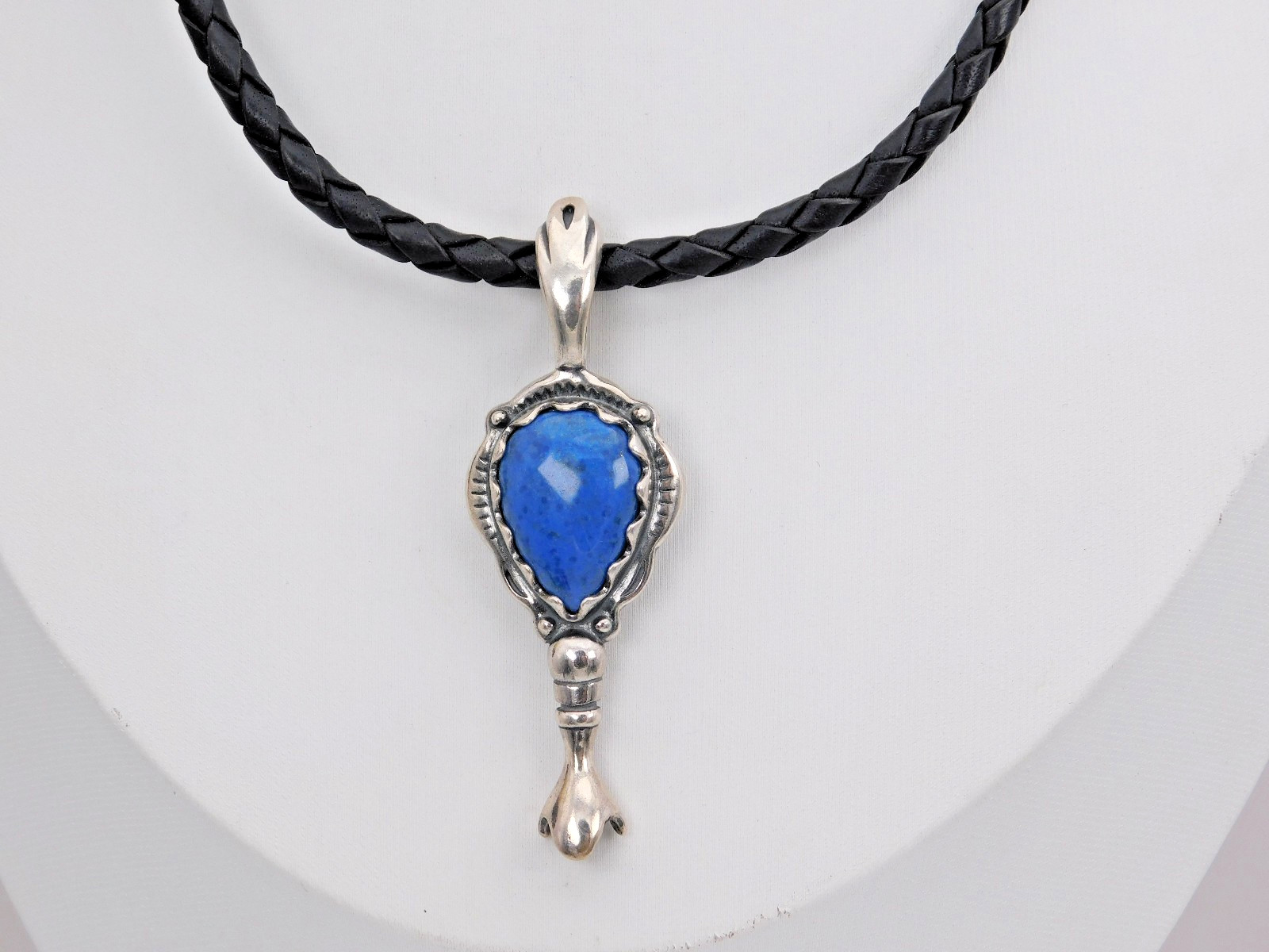 Gorgeous Carolyn Pollack Sterling Leather Necklace + New Lapis Naja Enhancer