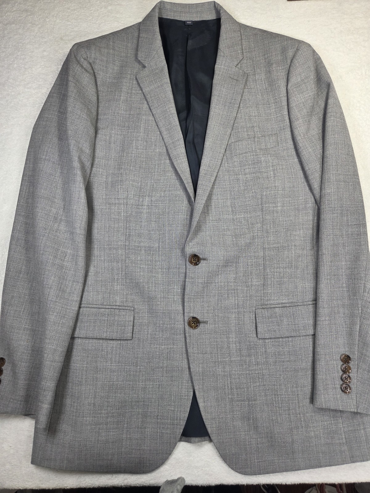 J.Crew Thompson Suit 42L 36x34 Gray 100% Wool Slim Fit Mens 2 Piece Suit Wedding