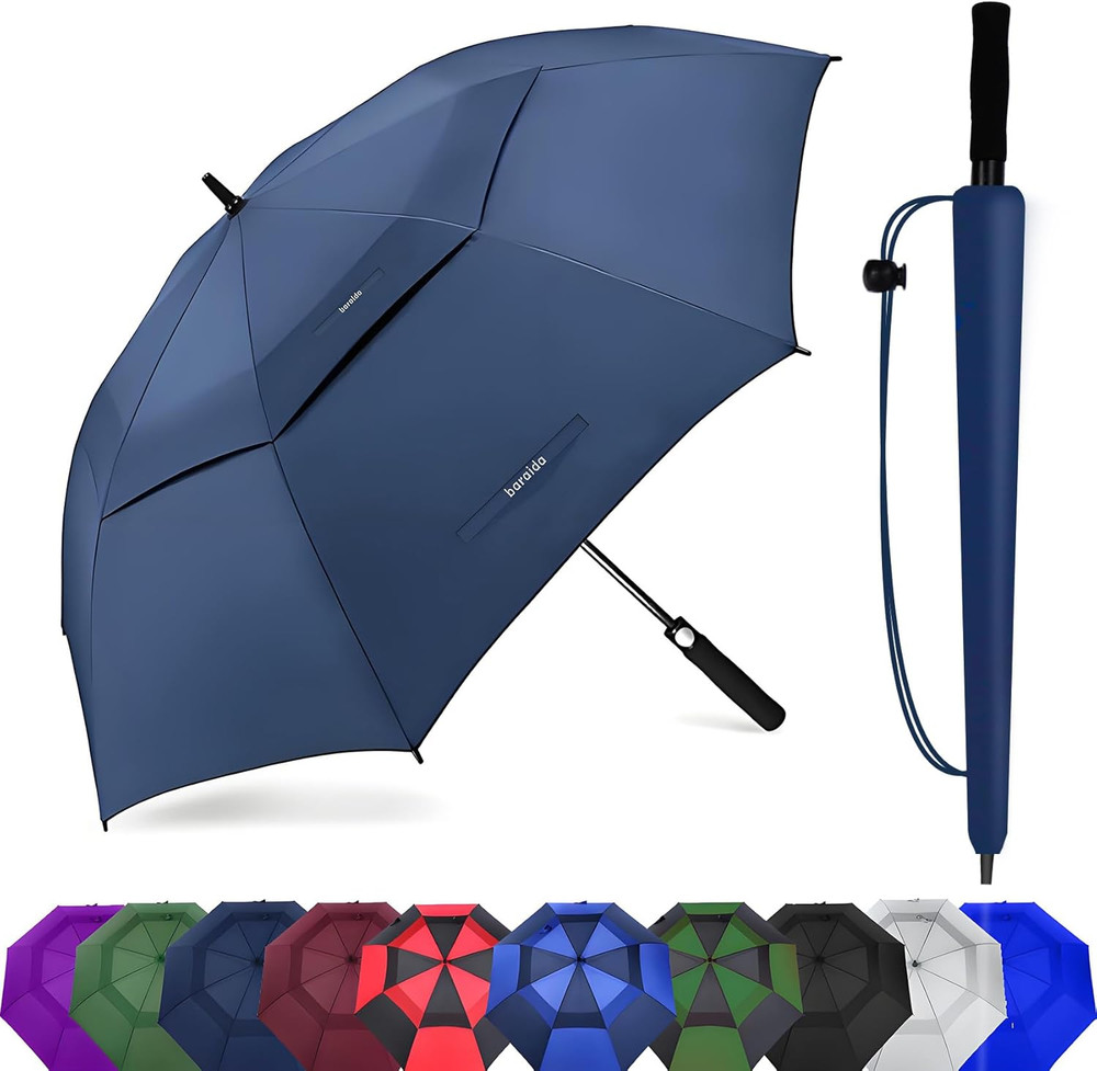 Large Golf Umbrella 62 68 72 Inch Windproof Double Canopy Automatic Open