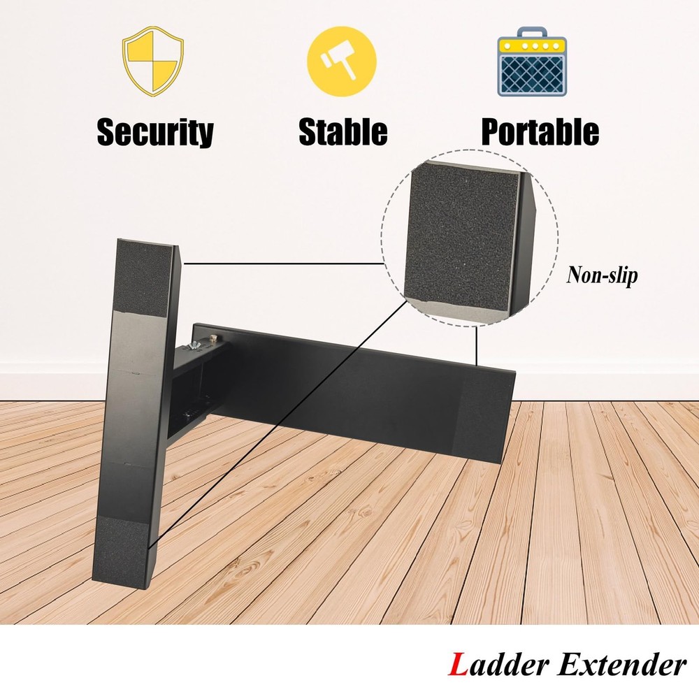 Heavy Duty Ladder Extender Pro & Stabilizer Adjustable Height 9.53" - 19", Co...