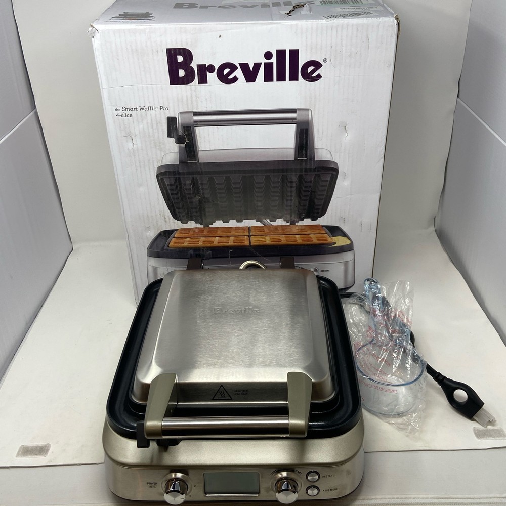 Breville Smart Waffle Pro 4-Slice Waffle Maker, Silver