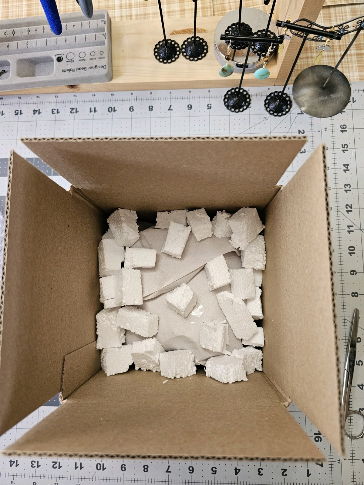 Handmade Silver Teardrop Hoop Dangle Boho Earrings with Labradorite Gemstones