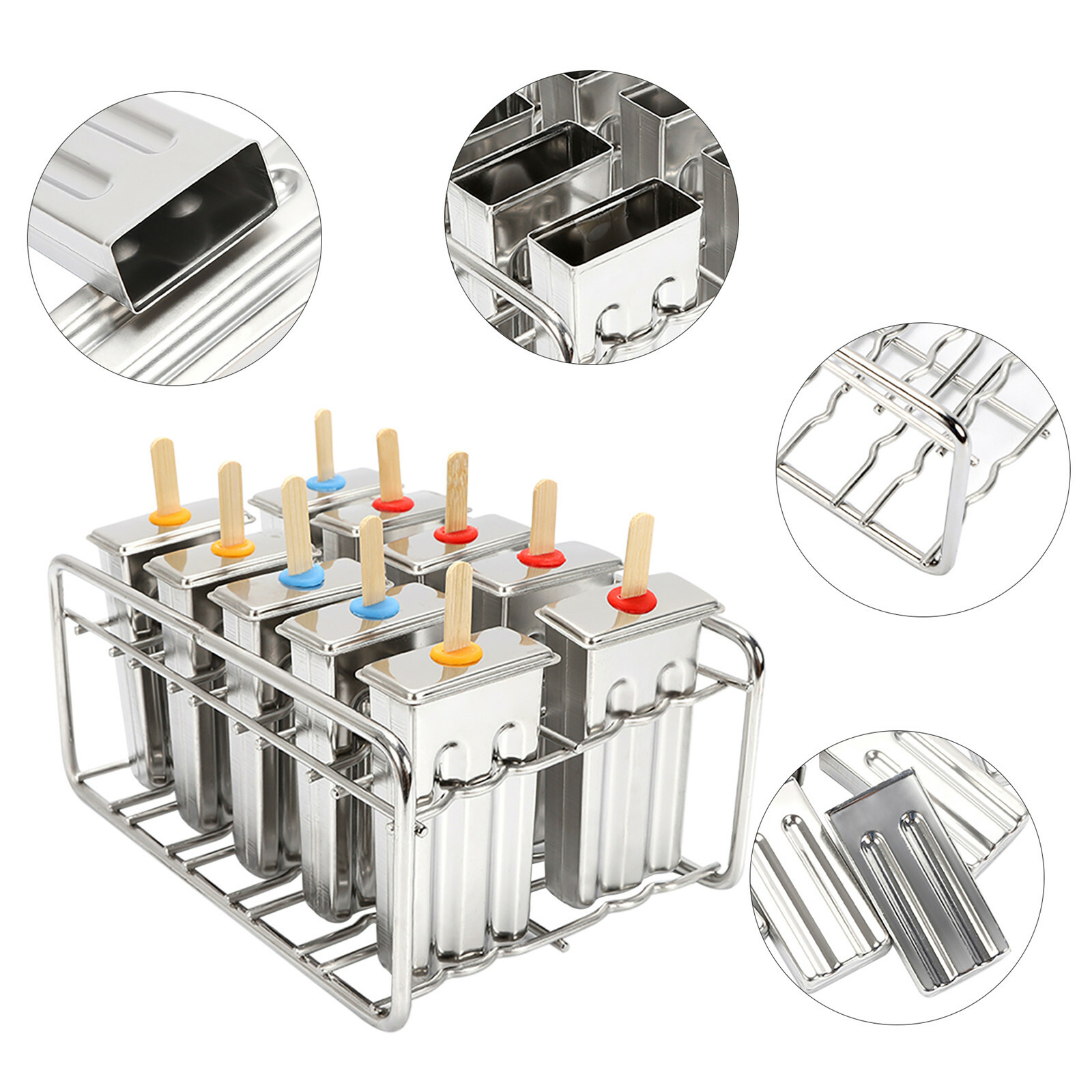 Stainless Steel Molds Pop Lolly Ice lolly Ice Cream Stick Holder Mold 10 PCs