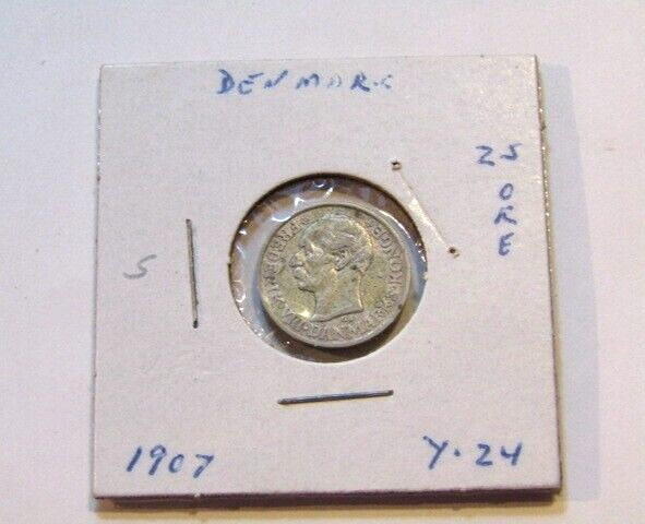 Denmark 1907 25 Ore Silver Coin