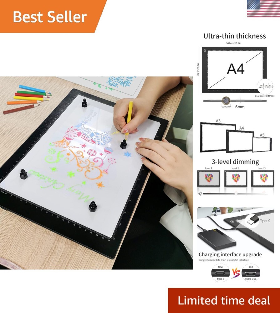 Durable A4 Drawing Light Pad with Adjustable Brightness - Perfect for Sketching