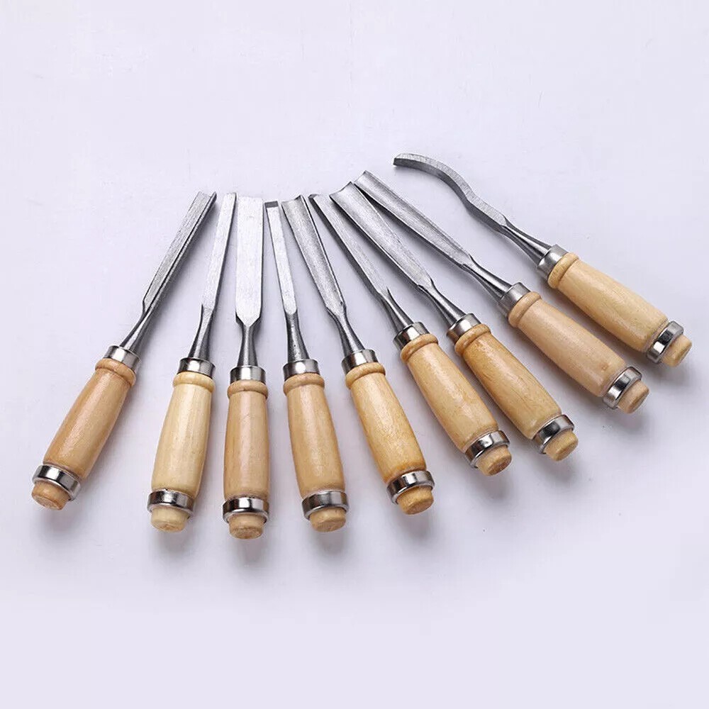 12 Pcs Wood Carving Hand Chisel Tool Set Professional Woodworking Gouges Steel