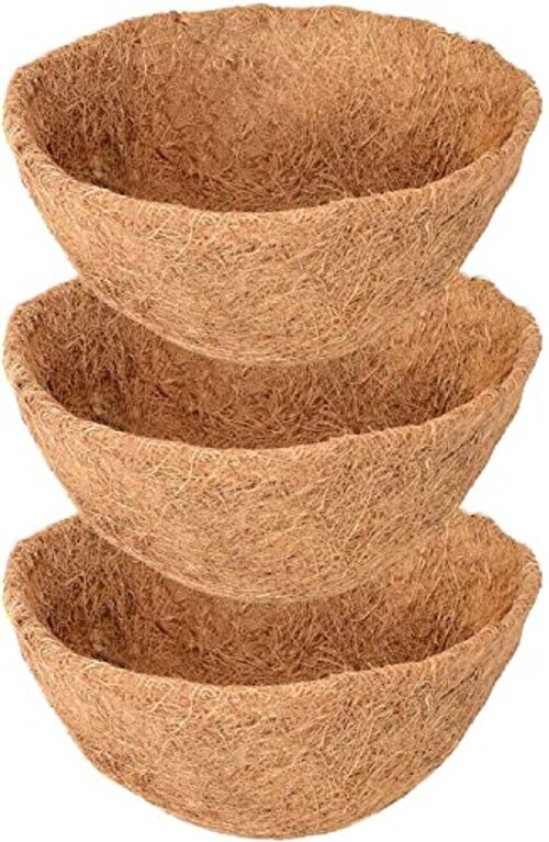3 Pack Hanging Basket Coco Liners Replacement, 100% Natural Round 16 Inch 3pcs