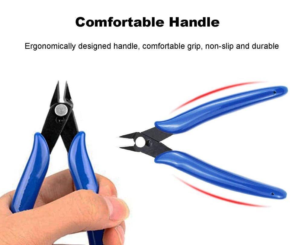 Asande 5Pcs Side Cutters Flush with Spring,Small Wire for Blue
