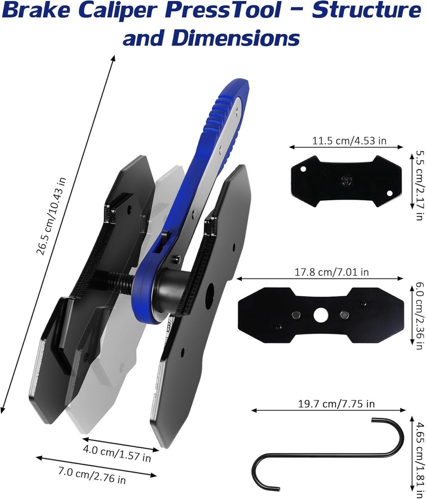 Brake Caliper Compression Tool,360° Swing Ratchet Switch With Additional 2 pcs L