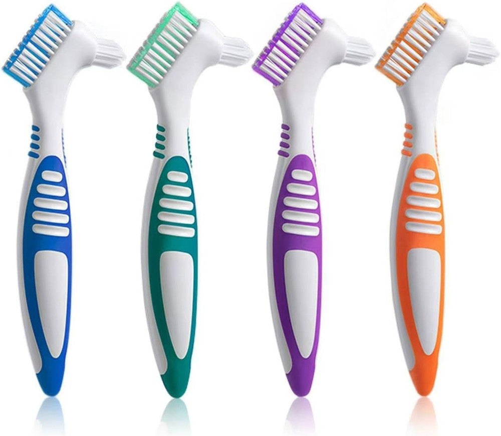 Denture Brush Set 4Pcs Double-Sided Cleaning Toothbrushes Multi-Layered Bristles