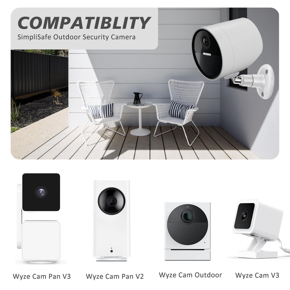 2 Pack Wall Mount Compatible with SimpliSafe Outdoor Security Camera, 360° Rot