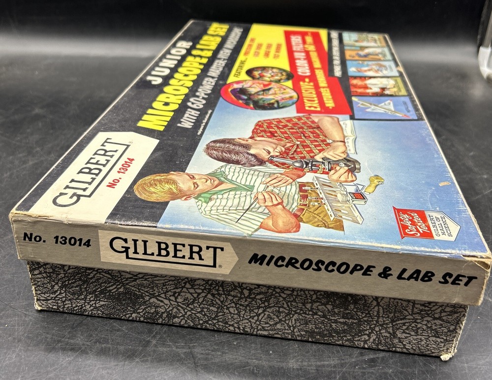 Rare 1950’s Gilbert Jr Microscope& Lab Set #13014 Great Condition