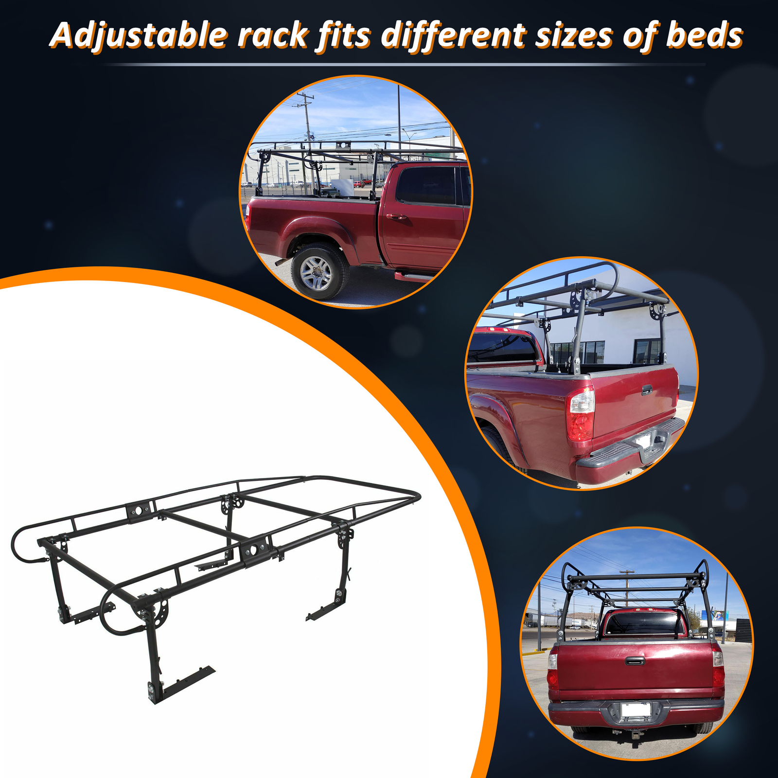 Adjustable Full Size Bed Truck Trunk Ladder Rack Pick Up Lumber Kayak Utility